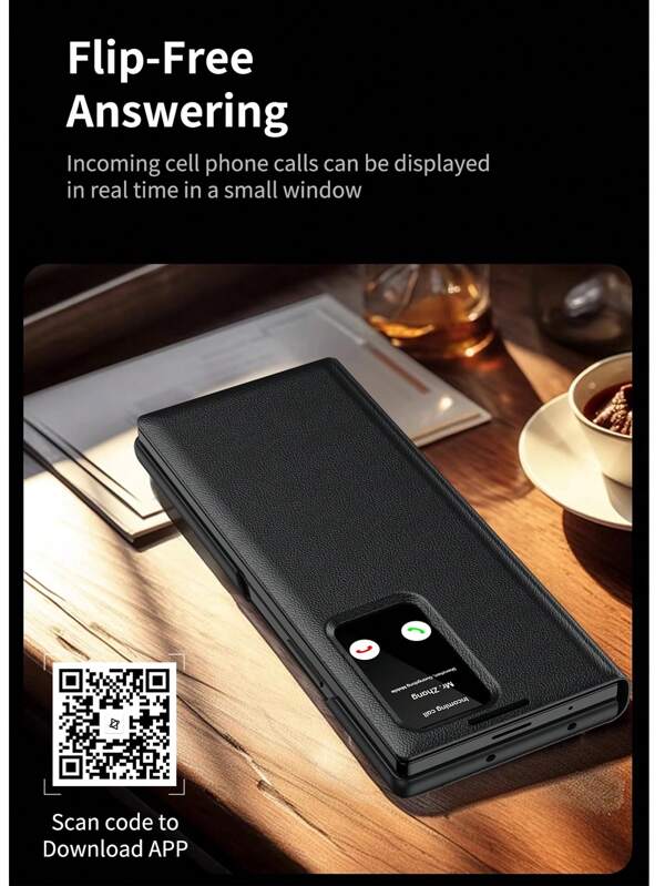 Funda de teléfono de pared de cuero plegable inteligente con ventana de visualización, ranuras para tarjetas, diseño personalizable, cuero de alta calidad, resistente a huellas dactilares, protección corporal completa para Samsung Galaxy Z6/6/Fold5/Fold4/Fuld3
