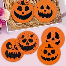 1set/4pcs/6pcs Halloween Pumpkin Ghost Face Patterned Diatom Mud Coasters, Coffee Coasters, Home And Restaurant Multi-Occasion Decorations, Daily Gifts, Table Decorations, Daily Decorations, Theme Party Decorations