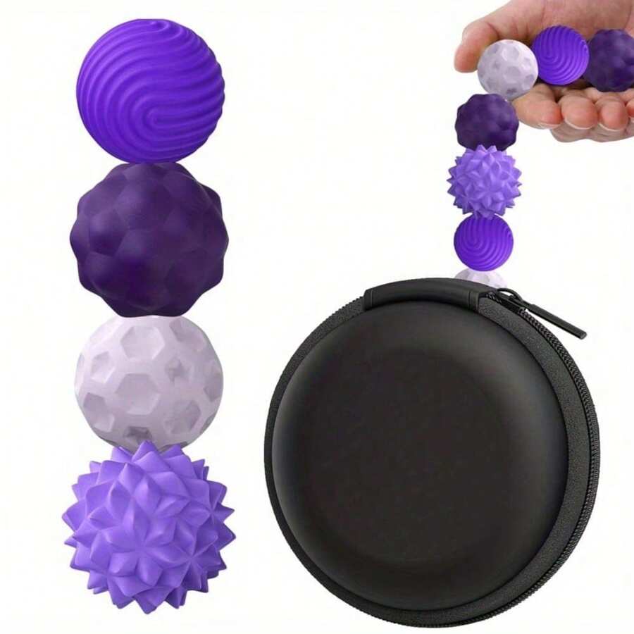 硅胶磁性减压球 - 4 包硅胶减压球石头，适合成人感官旅行，用于镇静、缓解压力、自闭症、礼物