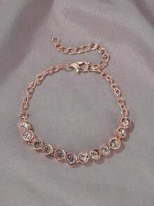 1 件青少年时尚个性手链气质简约锆石手饰品节日礼物配饰