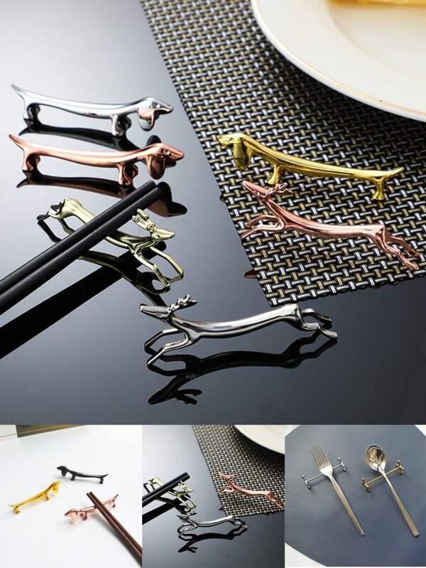 1/3/4Pcs Dining Utensils, Chopstick Holder, Chopstick Pillow, Tableware, Restaurant Kitchen Chopstick Holder, Mini Chopstick Rest, Stainless Steel, Metal, Creative Plum Blossom, Multi-Functional, With Stand, For Tabletop, Desk Dedicated Clean And Hygienic