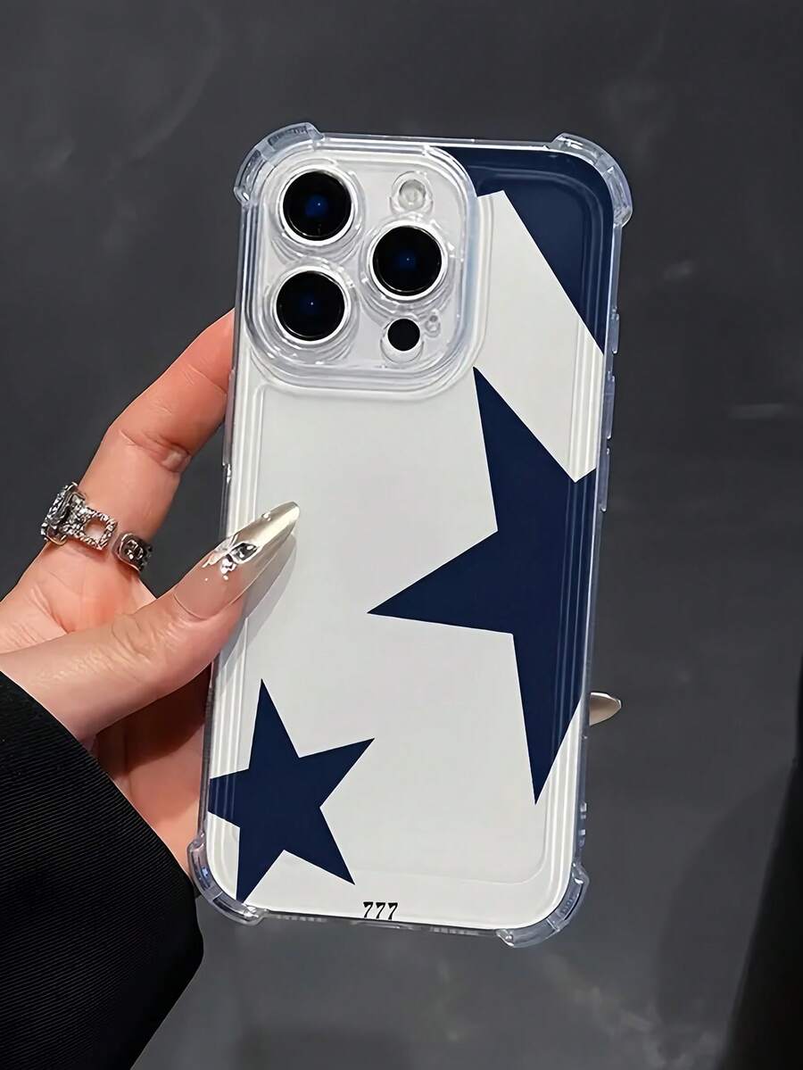 Star 1pc Personalized Pattern Full Coverage TPU Shockproof Phone Case Compatible With Apple 16, 15, 14, 13, 12, 11 Pro Max Waterproof Anti-Fall Scratch Resistant - Multicolor - View 1