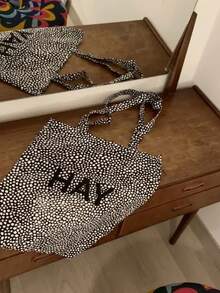 Túi vải canvas phong cách Hàn Quốc/Nhật Bản, kiểu dáng mềm mại, nhẹ nhàng, in chữ, thích hợp cho chụp ảnh, mua sắm, hoạt động ngoài trời và đi biển. - Nhiều màu - Xem 7