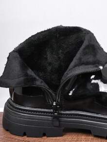 1 Paar klassische Kinderstiefel, neue flache Stiefel für Mädchen im Winter, geeignet für den Outdoor-Urlaub, seitlicher Reißverschluss mit Schleifendesign, kurze Stiefel