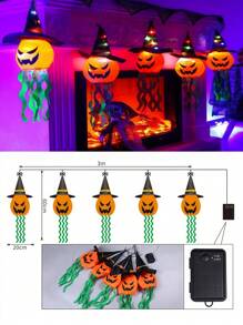 1 件万圣节女巫南瓜鬼魂吊灯，可爱又发光的巫师南瓜装饰吊灯，电池供电，适用于室内和室外万圣节装饰灯、主题室内酒吧场景恐怖装饰、室内客厅、卧室、壁炉墙壁和天花板悬挂装饰、户外门廊和庭院装饰、万圣节派对和节日装饰