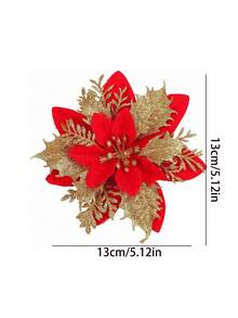 زهور البوينسيتيا المزخرفة بالبريق، زينة شجرة الأعياد، زهور اصطناعية للديكور، لأكاليل عيد الميلاد وحفلات الزفاف والتزيين الزهري، ديكورات عيد الميلاد