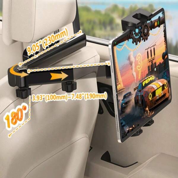 Supporto per tablet e telefono per auto PEMOTech - (Braccio di estensione 3 in 1) molletta per tablet regolabile per il sedile posteriore, supporto per tablet per auto per il sedile posteriore, supporto a bottone - Per dispositivi da 4,7 a 12,9 pollici compatibili con iphone, telefono Android, regalo per compleanno, famiglia, amici per ufficio, dormitorio e uso domestico Supporto per telefono Supporto per telefono per letto