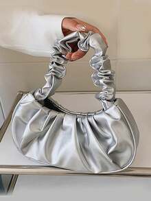 【云纹褶皱单肩包】| 合成革 | 磁扣开合，褶皱肩带 | 女士手提包 | 适合休闲或晚宴场合 | 时尚百搭 - 彩色 - 查看 9