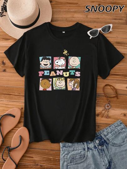 花生和它的朋友们夏季休闲女装印花短袖和宽松针织短款夏季