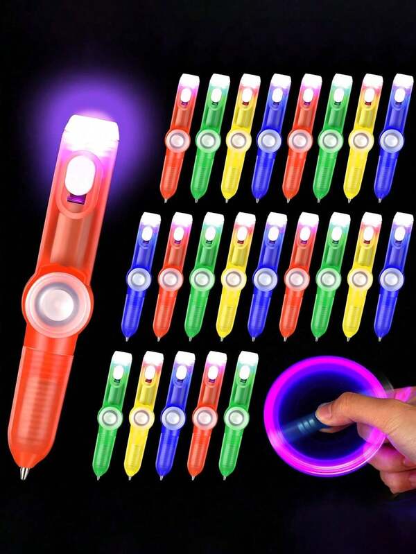 16pcs-3.1in Light Up LED Spinner Rock Pointer Spinner Ballpoint Pen Baby Shower Party Favors, Party Giveaways, Gift Bag Fillers , Birthday Return Gifts (Multicolor),Essential For Christmas Gifts And New Year Gifts