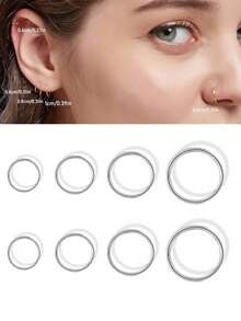 8/6/4/3 件 18K 镀金小环耳环套装，适合女性软骨鼻中隔耳洞珠宝，防过敏细金环 6 毫米 8 毫米 10 毫米，灵活穿孔环 18K 镀金防过敏不锈钢 - 20G 迷你圈耳環 - 查看 17