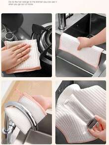 3pcs Dishcloth, Non-Stick Oil, Absorbent Microfiber Cleaning Cloth, Thick Durable Dish Towel