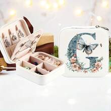 1 件奢华仿皮双层珠宝收纳盒，带安全锁 - 柔软内衬便携式耳环、项链、戒指盒 - 现代桌面展示，适合家庭或办公室，珠宝盒旅行必需品旅行配件旅行包度假返校学校用品珠宝盒 - 白色 - 查看 33