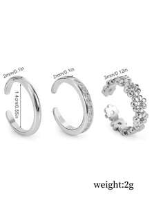 3 件套不锈钢趾环套装，时尚几何，CZ 花朵空心关节环，性感金属脚饰，适合海滩、夏季，适合女孩和女士