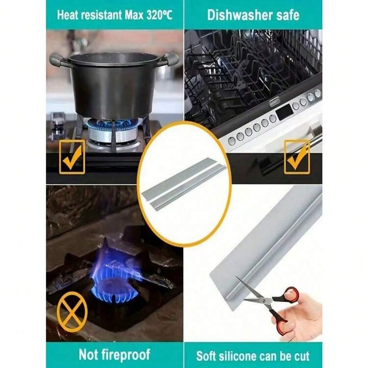 1PC Sealing Strip Silicone High Temperature Resistant Kitchen Gap Strip, Anti-Oil Gas Stove Gap Soft Sealing Strip Silicone Gap Plug Kitchen Stove Countertop Gap Cover - Flexible Stove Space Filler - 彩色 - 查看 3
