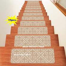 1/7/15 pièces Tapis d'escalier intérieur confortables et doux, tapis d'escalier, marches en bois, tapis antidérapants pour marches d'escalier, tapis antidérapants pour escaliers intérieurs en bois, tapis d'escalier autoadhésifs antidérapants, tapis d'escalier pour marches en bois, tapis de passage pour marches en bois, tapis d'escalier pour marches en bois intérieures