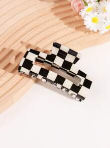 1pc High-Quality Women Elegant Checkered Hollow Square Anti-Slip Fashion Green Hair Clips, Claw Clips, Hair Claws, Suitable For Daily Use And Gift Hair Jaw Clip Hair Clamps Hair Clutch Hair Catcher Clip, School Stuff, College