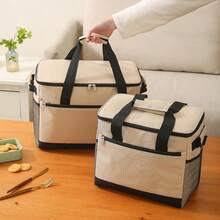 1 PIEZA Bolsa de picnic aislada con paquete de hielo, bolsa de picnic grande impermeable de tela Oxford de gran capacidad, bolsa aislada plegable clásica para picnic y almacenamiento, ideal para picnics, viajes, aventuras al aire libre, bolsa de playa refrigeradora, bolsa refrigeradora con cremallera superior - bolsa aislada para caliente o frío, picnic, playa, entrega de alimentos