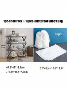 1 pieza Estantería multiusos a prueba de polvo para zapatos, de fácil montaje y movimiento, estantería de almacenamiento de pie de plástico, estantería de almacenamiento multifuncional de gran capacidad, organizador de piso de fácil montaje sin herramientas, apilable, esencial para el hogar y la habitación, ahorra espacio, organización del hogar para almacenar zapatos, botas y diversos artículos, apta para pasillos, armarios, salas de estar y dormitorios