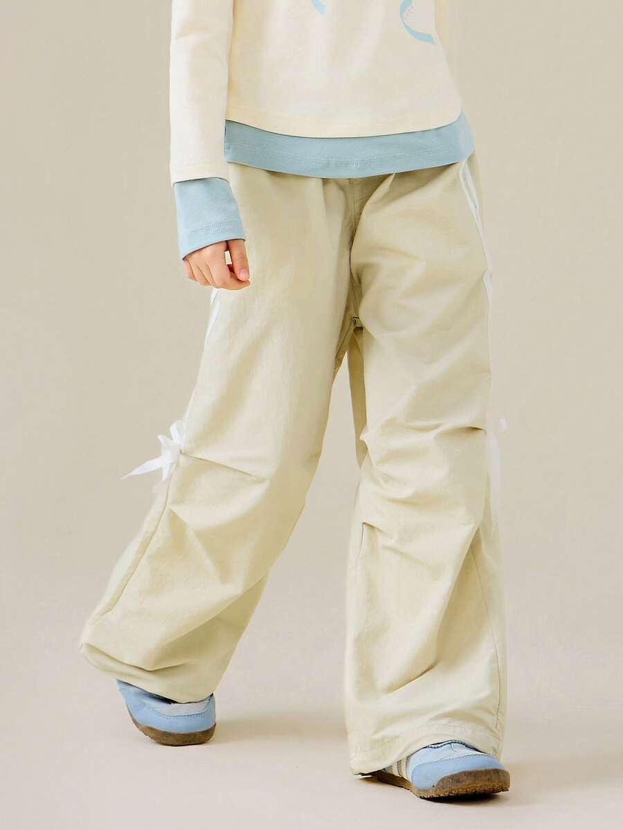 mini bala Girls Adjustable Durable Academy-Style Straight Pants Autumn - Khaki - View 1