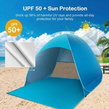 Pop-Up Beach Tent, Spacious Family Beach Tent With Carry Bag - Compact Folding Design, Suitable For Outdoor Camping, Picnic And Travel, Lightweight Durable Portable Sun Shelter, UPF 50+ UV Protection! Includes 6 Tent Pegs. Perfect Christmas, Halloween Or Thanksgiving Gift