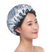 1pc Extra Large Double Layer Waterproof Adjustable Shower Cap For Women - Multicolor - View 7