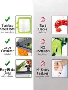 14 peças/16 peças Conjunto Multifuncional de Picador e Fatiador de Vegetais, Picador de Alimentos, Cortador de Vegetais Ajustável com Recipiente, Fatiador de Frutas, Fatiador de Vegetais Multifuncional, Raspador de Batata, Fatiador de Batata e Cebola, Fatiador de Rabanete, Fatiador de Salada, Picador de Alho, Fatiador, Utensílios de Cozinha, Adequado para Fatiar, Ralar e Cortar Vegetais e Frutas