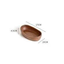 Japanese Sushi Tray Set: Walnut Wood Boat-Shaped Napkin Mat, Tea Towel Holder, Wood Bowl Plates, Salad Bowl, Hotel Supplies - Brown - View 14