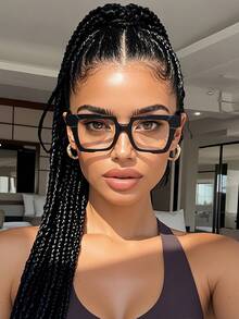 1 件装女士塑料几何优雅美学休闲风格经典透明眼镜，适合街头拍摄办公室阅读驾驶配件