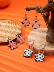 1 Pair Women's Halloween Acrylic Ghost Scream Cat Earrings, Fashionable & Unique