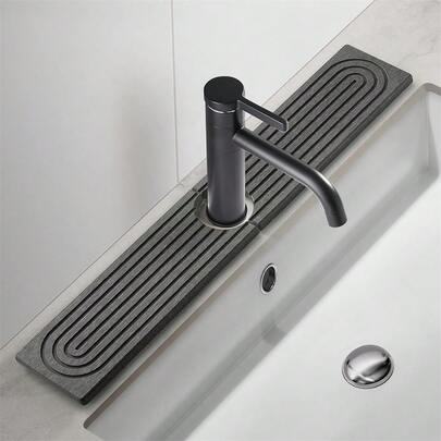 Faucet Mat For Kitchen Sink, Diatomite Fast Drying Stone Sink Tray, Super Absorbent, Prevents Moisture Buildup - Faucet Splash Guard For Bathroom Counter, Kitchen