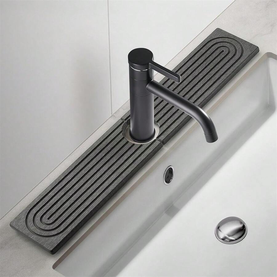 Wasserhahnmatte für Küchenspüle, Diatomit-Ablage für schnell trocknende Steinspülen, super saugfähig, verhindert feuchtigkeitsspendende Aufbauung – Wasserhähne-Splash-Schutz für Badezimmertheke, Küche