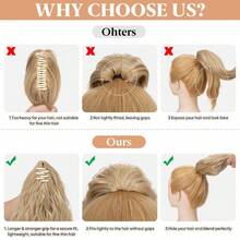 DShort Ponytail Extension Claw Clip In 13 Inch Fluffy Synthetic Curly Wavy Pony Tail Hairpiece For Women Salt And Pepper5001 - Salt and Pepper - View 5
