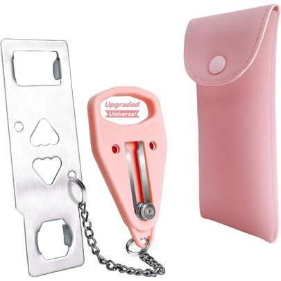 AceMining Home Security Door Locker Travel Lockdown Locks Additional Safety And Privacy Traveling Hotel Home Apartment College-Pink(1 Pack)