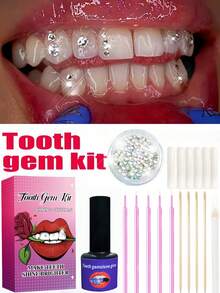 150pcs Crystal Rhinestone Teeth Jewelry Set, Self-Adhesive DIY Tooth Gems, Shiny Bling Accessories, Removable & Reusable, Suitable For Halloween, Goth, Rave, Party, Unisex - Tooth Gem Kit 150pcs - View 8