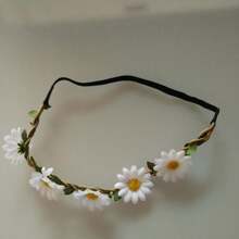 1 pieza Diadema con girasol, Corona de flores de margarita, Tocado de playa de resort, Diadema de sombrero de playa de lugar escénico, Coronas, Tiara, Corona de disfraz, Corona de flores, Círculo para el cabello, Enredadera para el cabello, Accesorios de rave