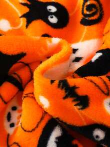 Pantaloni in flanella con stampa asimmetrica di pipistrelli e fantasmi, adatti per Ognissanti, autunno/inverno, moda casual per studenti, taglia 3-7 anni