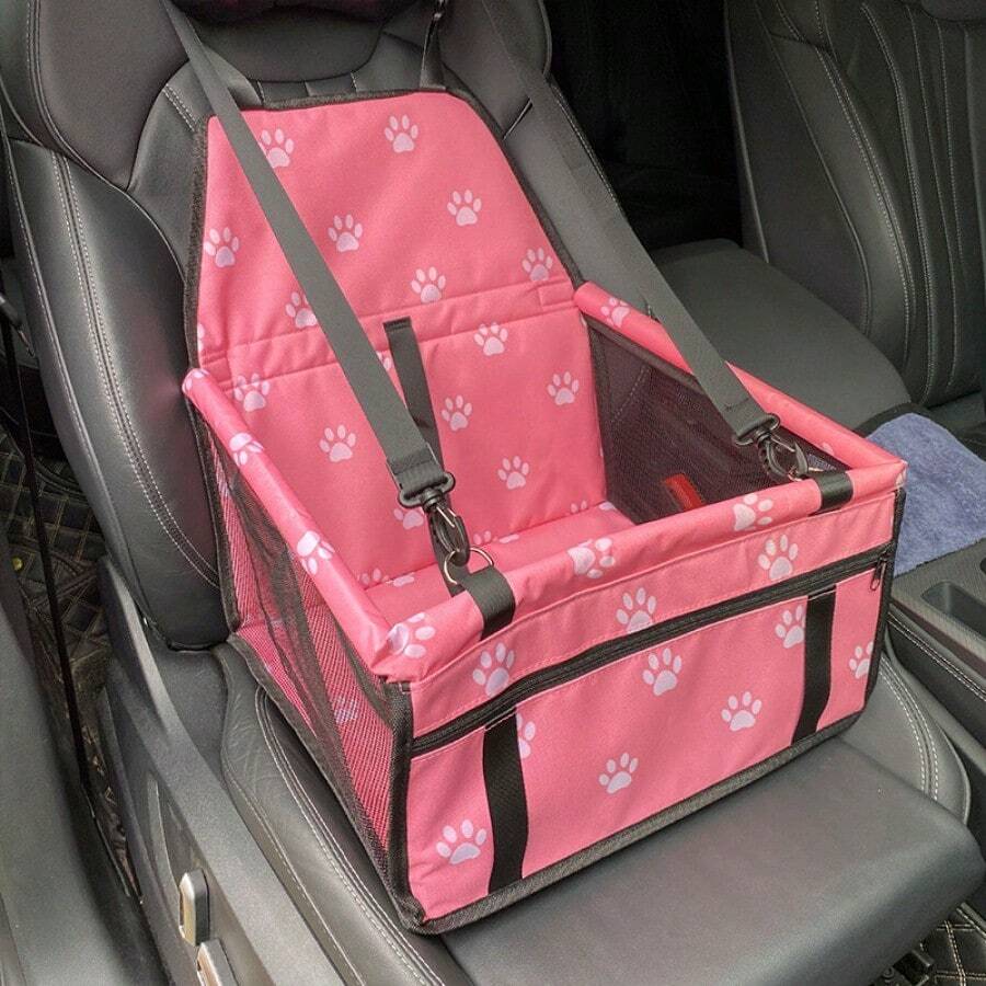 High-Quality Car Dog Safety Seat Bag, Ventilated And Anti-Dirty Water On Both Sides, So That The Little Family On The Trip Can Arrive Safely - Dấu chân màu hồng (phiên bản nâng cao) - Xem 1