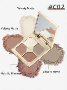 CATKIN Gilt奢华珠光哑光四色眼影盘，高显色度金属光泽，持久不晕染，自然色调，化妆眼影 - C02 - 查看 5