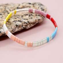1PC/Bohemian Fashion Personalized TILA Women's Bracelet, Colorful TILA Beaded Bracelet, Layered Luxury High End Elastic Rope Bracelet, Women's, Couple/Friend Bracelet, Suitable For Daily Party, Festival Party, Summer Gift, Festival Gift, Beach/Women's Gift Preferred Gift