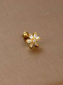 1 pezzo di aletta in acciaio inossidabile con zirconia, motivo geometrico a forma di love, fiocco di neve, corona di luna, orecchie da piercing diverse per donne, adatto per l'uso quotidiano
