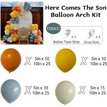 Here Comes The Son Balloon Arch Garland Kit 147Pcs Boho Retro Dusty Blue Burnt Orange Mustard Yellow Balloons For Baby Boy Shower First Trip Around The Sun Sunshine Theme Birthday Party Decorations