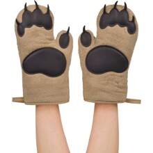 BEAR HANDS Oven Mitts Quality Cotton With Heat Resistant Silicone Fun And Function Kitchen Gadgets Funny White Elephant Gift Great Gift For Home Cooks Bakers And Animal Lovers - 棕色 - 查看 1