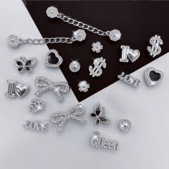 20pcs Detachable DIY Rhinestone Bow, Snowflake, Flower Shoe Accessories Decoration Chain, Perfect Holiday Gift, NewAutumnFashion Decorations Gift Ideas