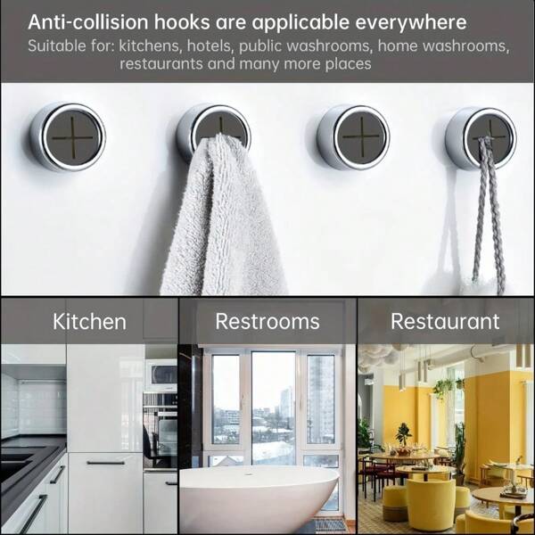 1/3pcs Fashion Style Self-Adhesive Wall Mount Towel Hooks – Plastic No-Drill Easy Install Holder For Kitchen, Bathroom, Cabinet & Garage