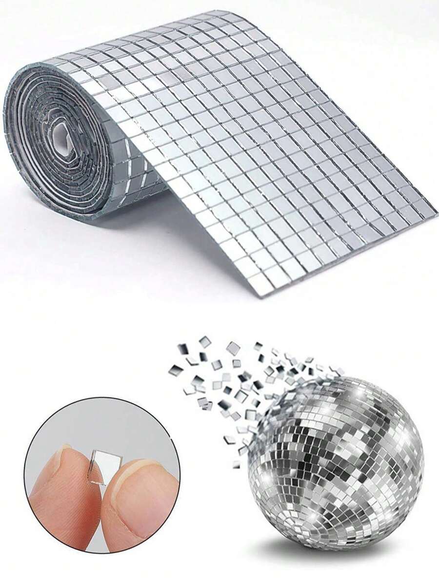 1600 件自粘镜面贴纸迷你方形镜子适用于工艺品家居装饰迪斯科派对装饰 DIY 迪斯科球花瓶杯子相框（5 X 5 毫米）（某些部件可能随机） - 銀色 - 查看 1