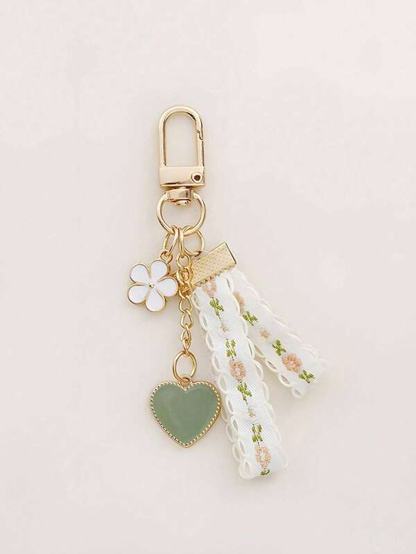 1pc Ins Style Daisy Keychain Pendant, Creative Keyring, Lace Keychain, Earphone Case, Bag Decor