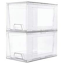 2Packs Acrylic Organizers Bin With Handle, Clear Bathroom Makeup Organizer And Storage, Stackable Organizer Drawers For Vanity, Bathroom, Pantry, Kitchen Cabinets, Makeup, Medicine Organization - 2Pcs Acrylic Organizers With Handle - 查看 1
