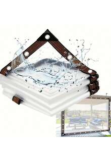 1块透明防雨防水篷布带密封圈，户外花园透明防雨罩防风篷布，适用于庭院鸡舍遮阳，植物露营