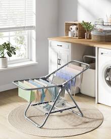 Petit Étendoir à Linge, Séchoir Pliable à 2 Niveaux, Gain de Place, en Métal, pour Petits Vêtements, Serviettes, Salle de Bain, Balcon, 44 x 101 x 54 cm, Gris Tourterelle - Gris - Voir 1